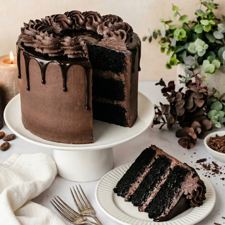dark black cocoa cake with mascarpone