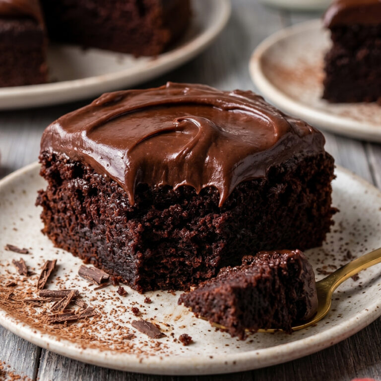 chocolate mayonnaise cake slice with frosting