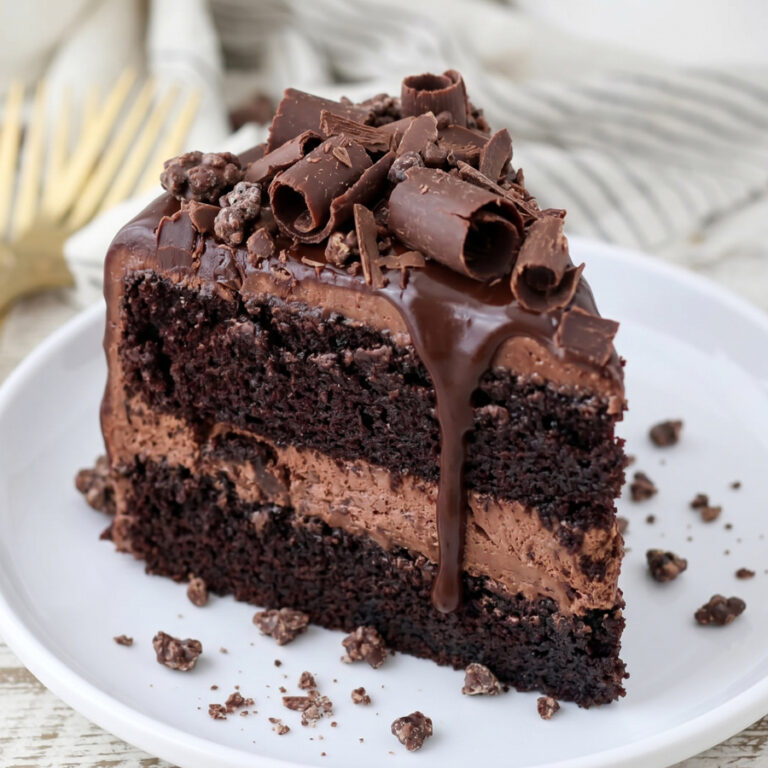 french silk chocolate cake slice