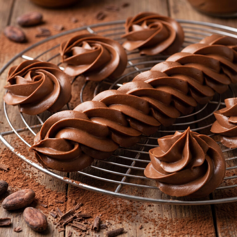 piping chocolate swiss meringue buttercream