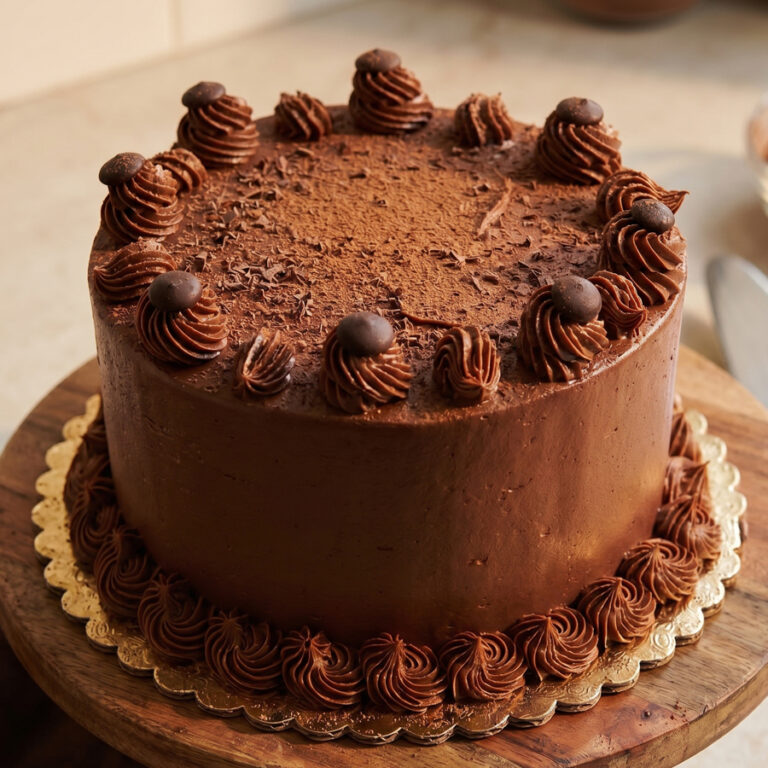 chocolate buttermilk cake on stand 1