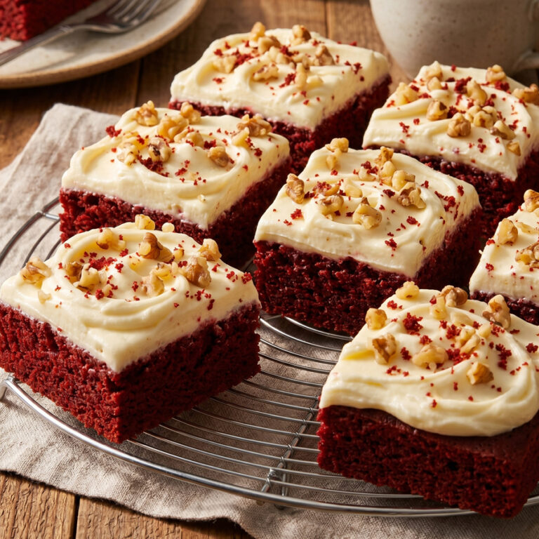 Easy Red Velvet Sheet Cake with Cream Cheese Frosting red velvet sheet cake squares cooling rack