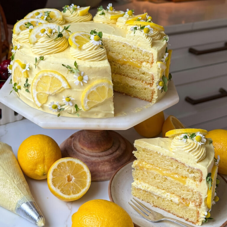 Easy One-Bowl Lemon Chantilly Cake (Light & Fluffy) rustic decorated lemon chantilly cake