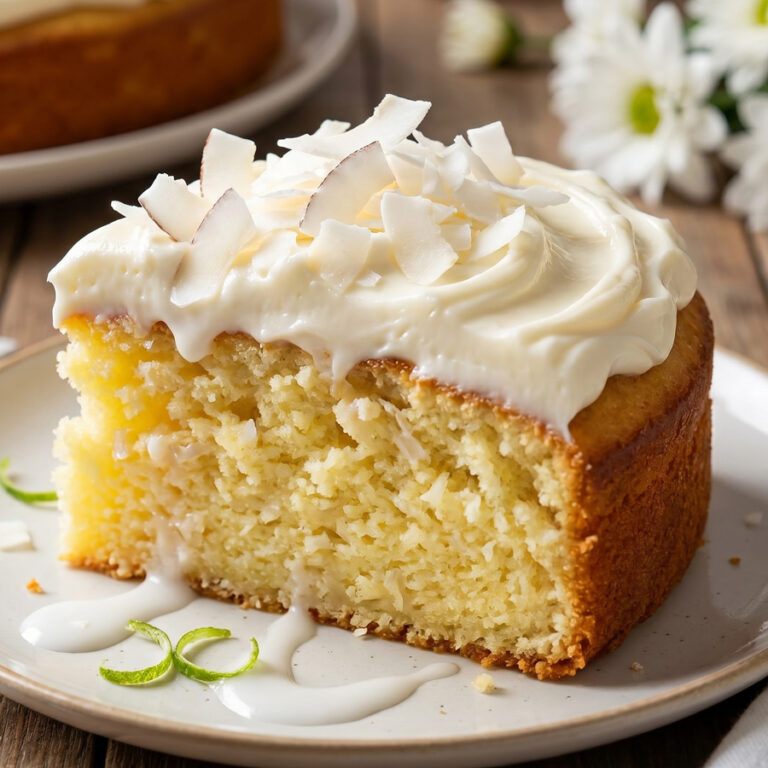 Creamy Coconut Cake (Easy Poke Cake Recipe) slice of creamy coconut poke cake
