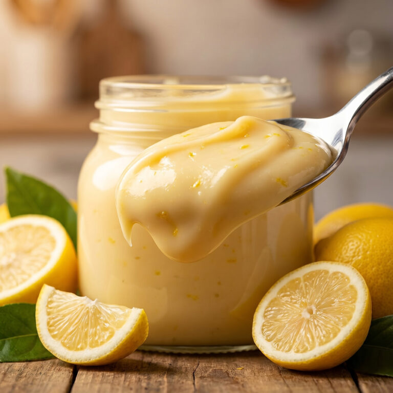 spoonful of creamy lemon ganache