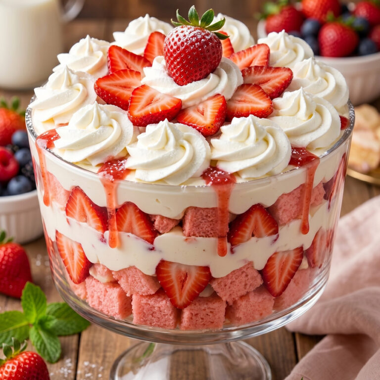 Easy Strawberry Cheesecake Trifle (No-Bake Dessert) strawberry trifle ingredients in tall glass