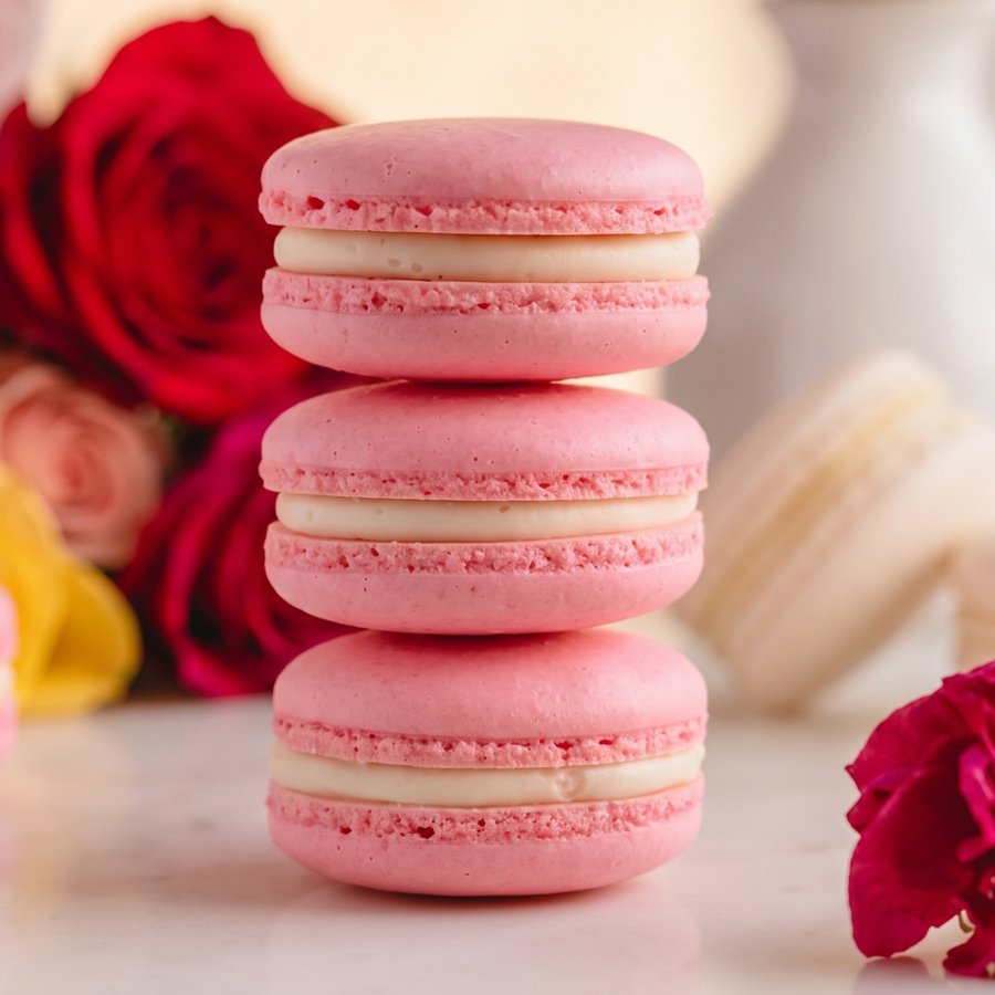 Almond flour, powdered sugar, egg whites, and butter for making French macarons.