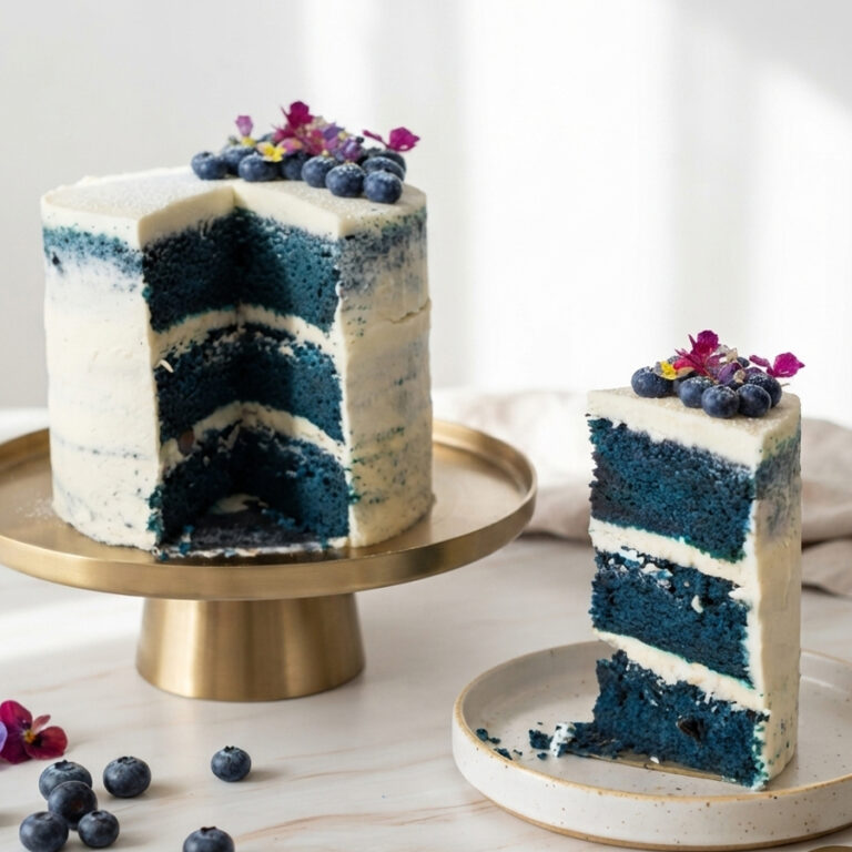 blueberry velvet cake slice