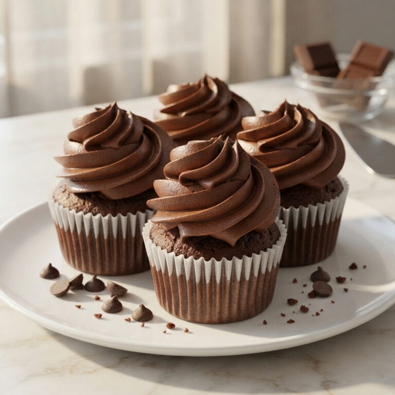 chocolate fudge cupcakes on plate