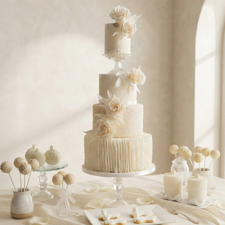 elegant white wedding cake