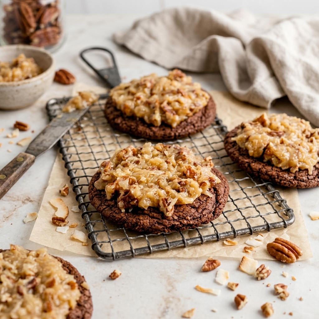 Chewy German Chocolate Cookies with coconut pecan frosting Chewy German Chocolate Cookies with coconut pecan frosting