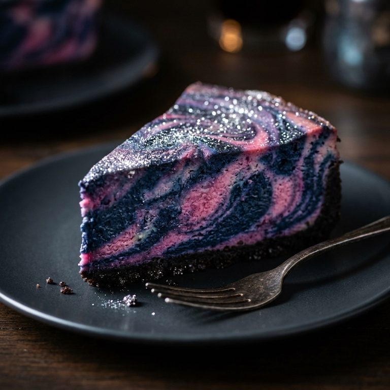 slice of galaxy swirl cheesecake