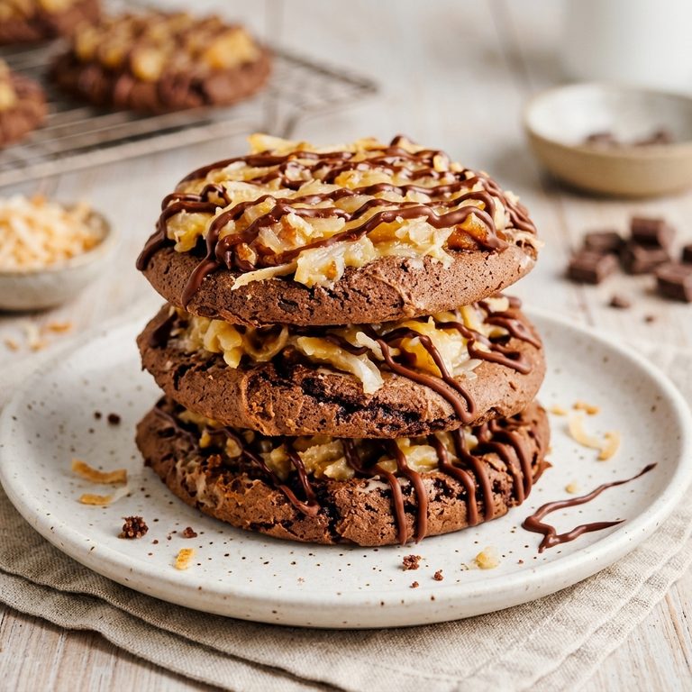 stacked german chocolate cookies